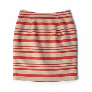 Talbots Tan Orange Linen Blend Woven Pencil Mini Skirt Career in Size 4P NWOT